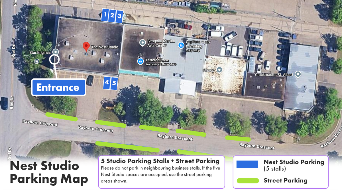 Arial shot of the Nest Studio Parking