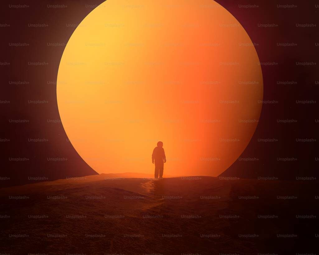 man in front of the sun